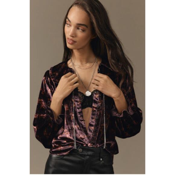 Pilcro (Anthropologie) Button-Front Blouse - Size XXS - Picture 2 of 8